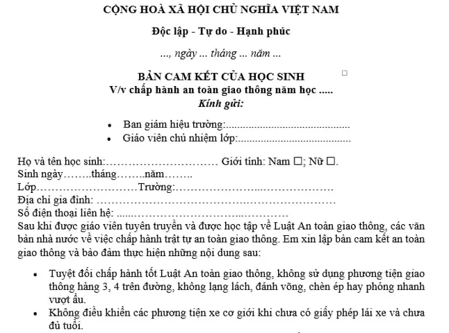 Hướng Dẫn Chi Tiết Cách Viết Bản Cam Kết Đi Xe Đạp Điện An Toàn