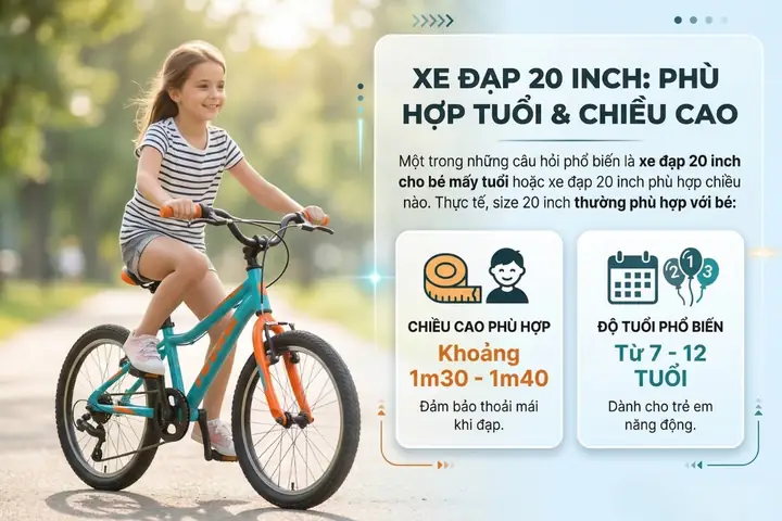 Kinh Nghiệm Chọn Mua Xe Đạp Trẻ Em Size 20 Đáng Mua Nhất Cho Bé 7-10 Tuổi